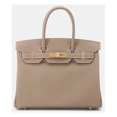 Hermes Etoupe Epsom Leather Birkin Tote Bag