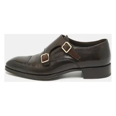 Tom Ford Brown Leather Elkan Monk Strap Derby Size