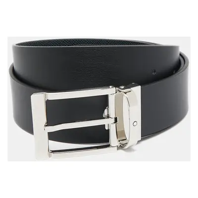 Montblanc Navy Blue/Black Leather Reversible Cut to Size Belt