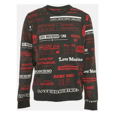 Love Moschino Black Printed Cotton Knit Sweatshirt