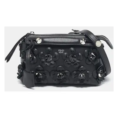 Fendi Black Leather Mini Flowerland By The Way Crossbody Bag