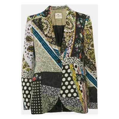 Etro Vintage Multicolor Printed Cotton Blend Single Breasted Blazer