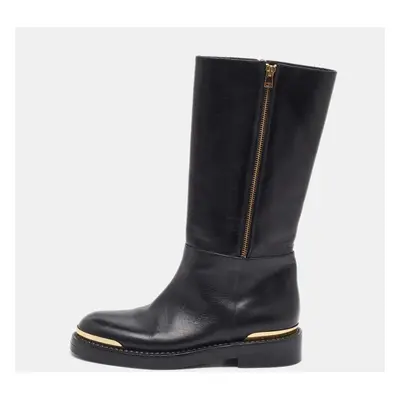 Marni Black Leather Zipper Calf Length Boots Size