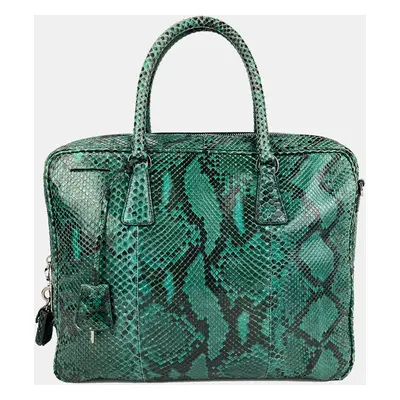 Prada Teal Python Top Handle Tote