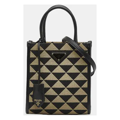 Prada Black Brown Mini Symbole Triangolo Tote Bag