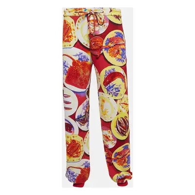 Etro Red Fish Print Cotton Jersey Sweatpants