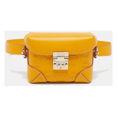 MCM Mustard Visetos Leather Berlin Convertible Belt Bag