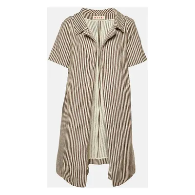 Marni Brown Textured Stripe Cotton Short Sleeve Coat