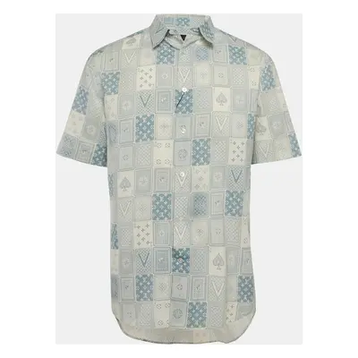 Louis Vuitton Blue LV Cards Print Cotton Short-Sleeve Shirt