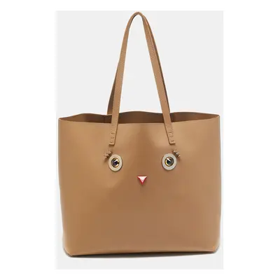 Fendi Beige Leather Hypnoteyes Shopping Tote