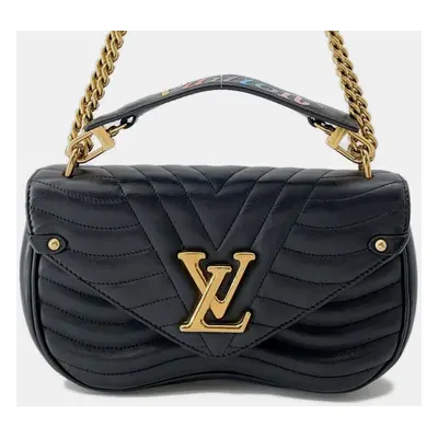 Louis Vuitton Noir Calf Leather New Wave Chain MM Bag