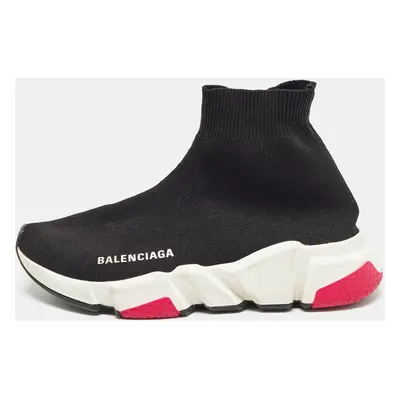 Balenciaga Black Knit Fabric Speed Trainer High Top Sneakers Size