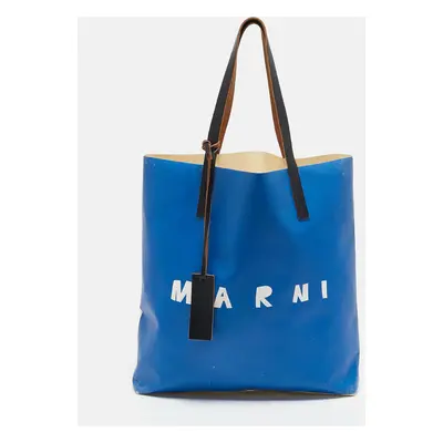 Marni Blue/Cream Coated Nylon Tribeca Tote