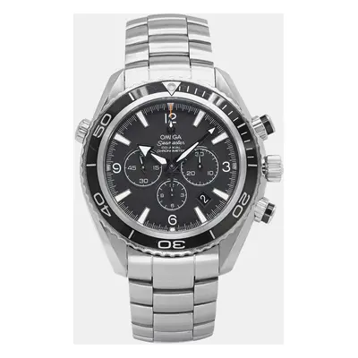 Omega Black Stainless Steel Seamaster Planet Ocean 2210.50.00 Automatic Men's Wristwatch