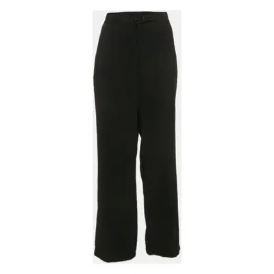 Armani Collezioni Black Crepe Buckle Detail Trousers