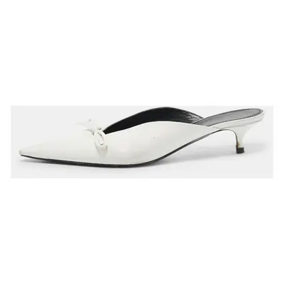 Balenciaga White Leather Knife Bow Mules Size 38.5