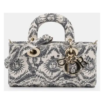 Dior White Small Denim Toile de Jouy Soleil Lady D Joy Top Handle Bag