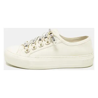 Dior White Canvas Walk'n'Dior Low Top Sneakers Size 34.5