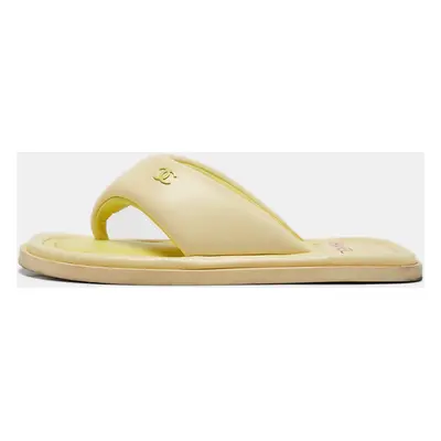 Chanel Yellow Leather Interlocking CC Logo Flip Flops Sandals Size