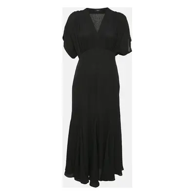 Theory Black Crepe Flared Midi Dress