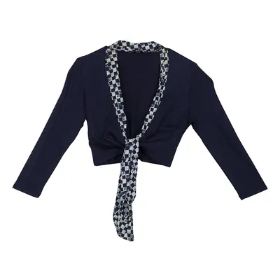 Roma e Tosca Navy Blue Printed Trim Bolero Top