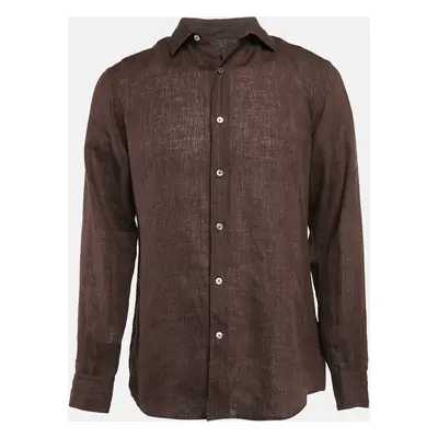 Z Zegna Brown Linen Comfortable Fit Shirt