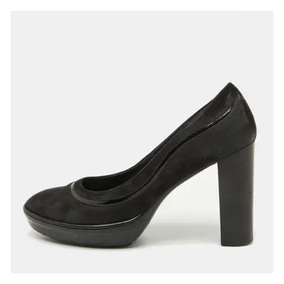 Tod's Black Suede Round Toe Platform Pumps Size