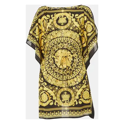 Versace Beachwear Black Baroque Print Georgette Cover Up