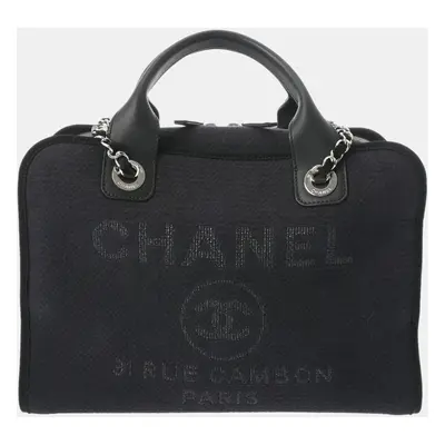 Chanel Black Canvas Deauville Tote Bag