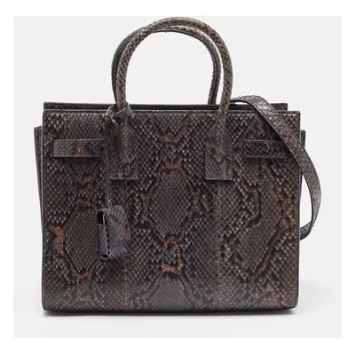 Saint Laurent Dark Grey Python Baby Classic Sac De Jour Tote