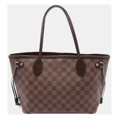 Louis Vuitton Neverfull Pm Tote Bag Coated Canvas Leather Damier Brown