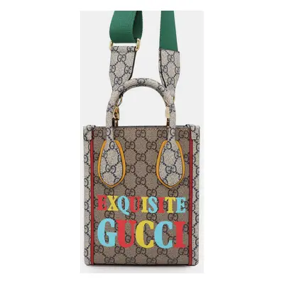 Gucci Beige/Ebony Canvas GG Supreme Mini Tote Bag