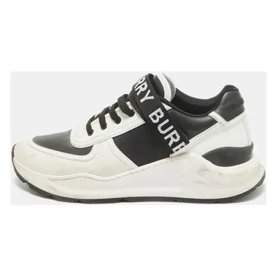 Burberry Black/White Leather Lace Up Sneakers Size