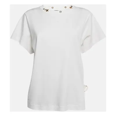 Louis Vuitton White Cotton Knit Neck Detail Top