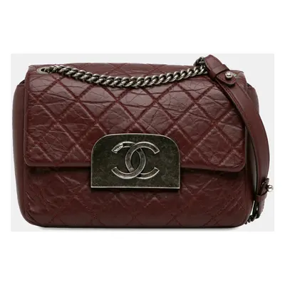 Chanel Burgundy Aged Calfskin CC Square Flap Bag