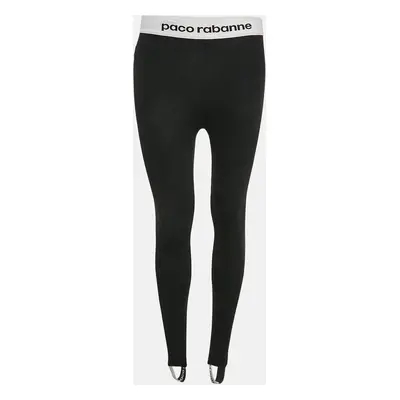 Paco Rabanne Black Logo Print Band Stir-Up Leggings