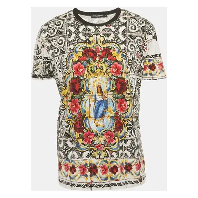 Dolce & Gabbana Black/White Printed Jersey Crewneck T-Shirt