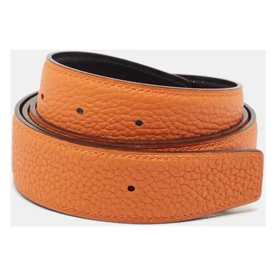 Hermès Orange/Noir Togo and Box Leather Belt Strap