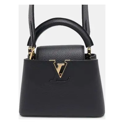 Louis Vuitton Black Taurillon Leather Capucines Mini Handbag