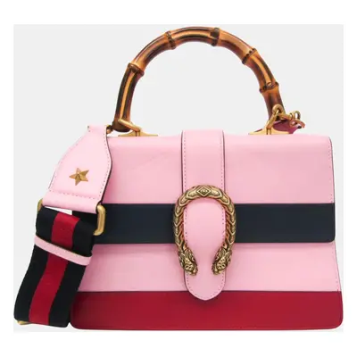 Gucci Navy Pink Red Bamboo Dionysus Leather Handbag