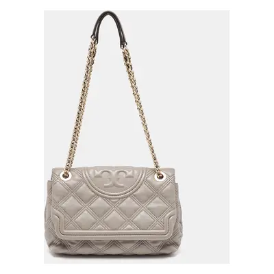 Tory Burch Beige Quilted Leather Fleming Soft Shoulder Bag