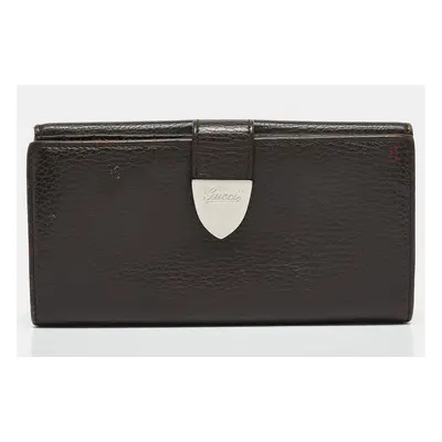 Gucci Brown Leather Signoria Continental Wallet