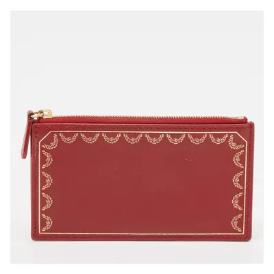 Cartier Red Leather Guirlande de Cartier Zipped Card Holder