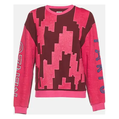 Kenzo Burgundy/Pink Block Pattern Wool Sweatshirt