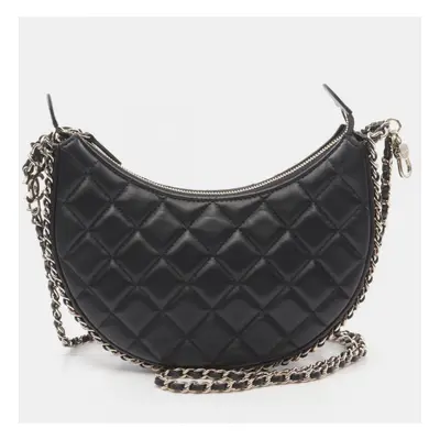 Chanel Black Lambskin Leather Small Hobo Bag