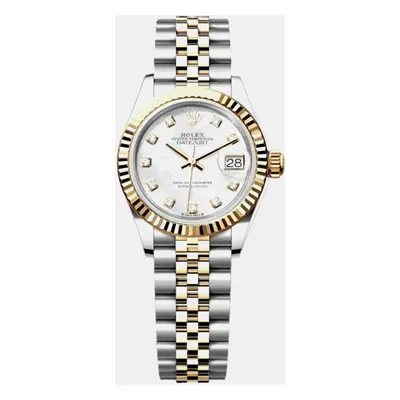 Rolex Mother of Pearl 18K Yellow Gold Stainless Steel Lady Datejust Automatic Women's Wristwatch