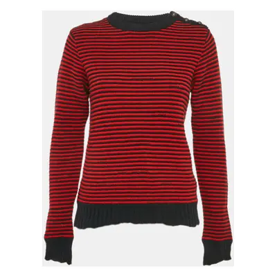 Zadig & Voltaire Red/Blue Stripe Wool Knit Crewneck Sweater