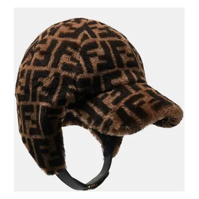 Fendi Brown Zucca Shearling Fur Cap