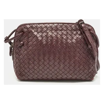 Bottega Veneta Burgundy Intrecciato Leather Nodini Crossbody Bag