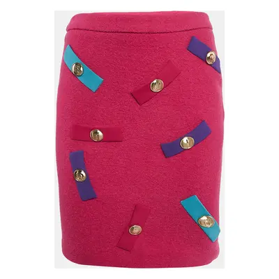 Boutique Moschino Pink Embellished Wool Pencil Skirt